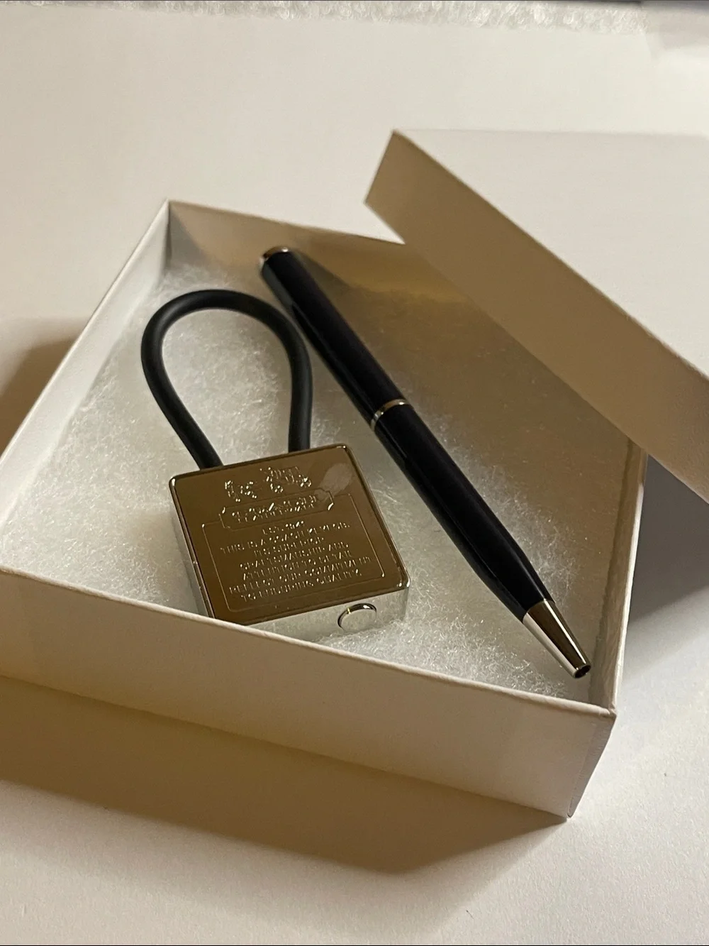 Coach Silver Padlock Keyring with Black Coach Pen